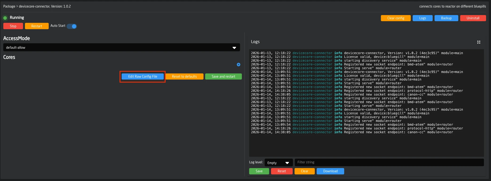 Package configuration form