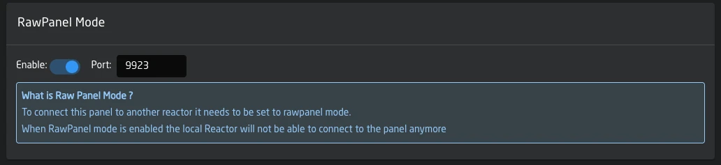 Raw Panel Mode settings