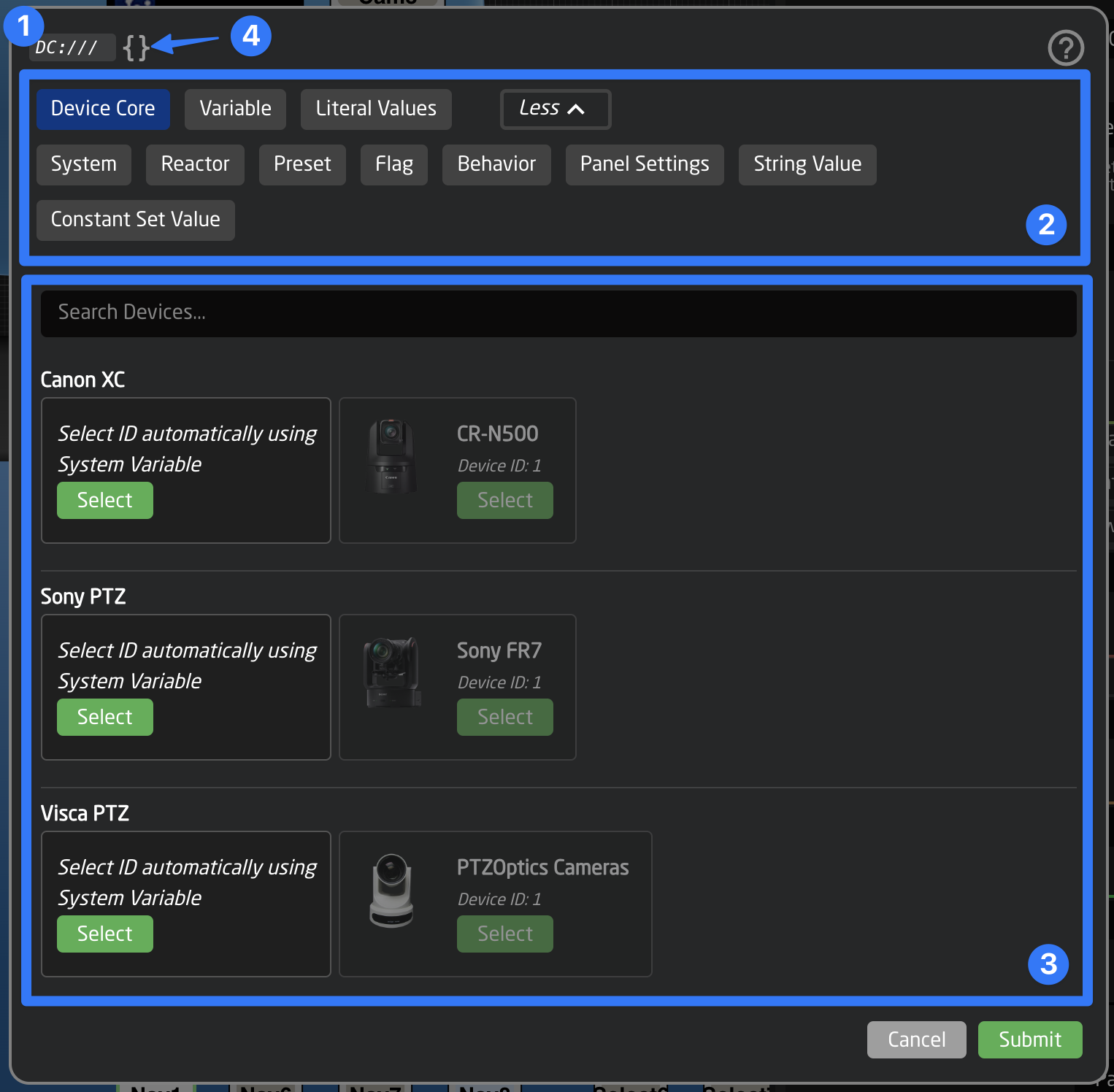 parameter reference helper window