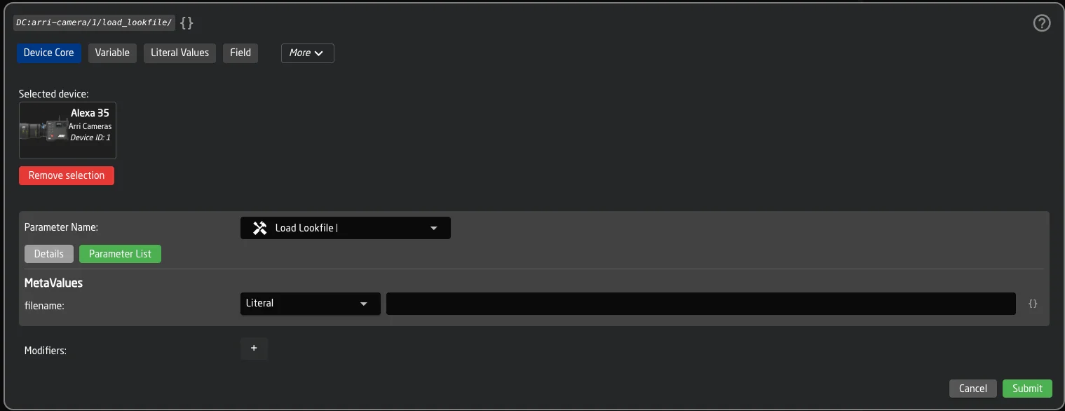 Meta Value fields in the Parameter Reference helper window
