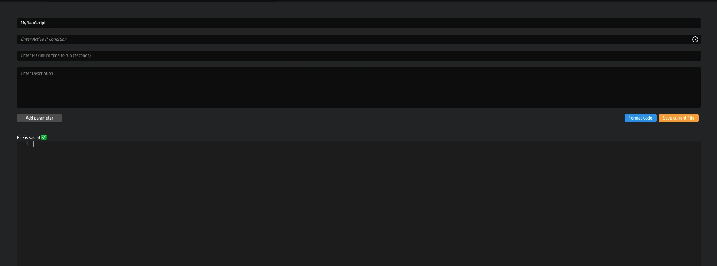 The script editor UI