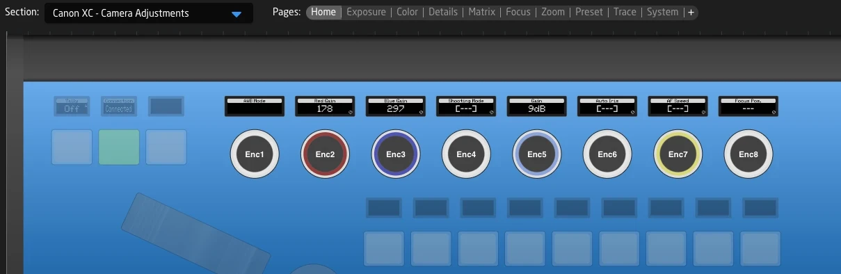 Canon XC Camera Adjustments section