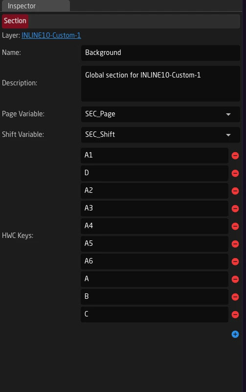 Section in the inspector showing HWC Keys